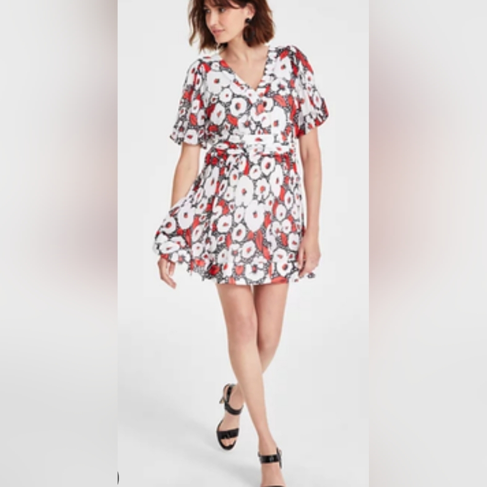 Nwt KARL LAGERFELD PARIS Crinkle Chifon Floral Dress